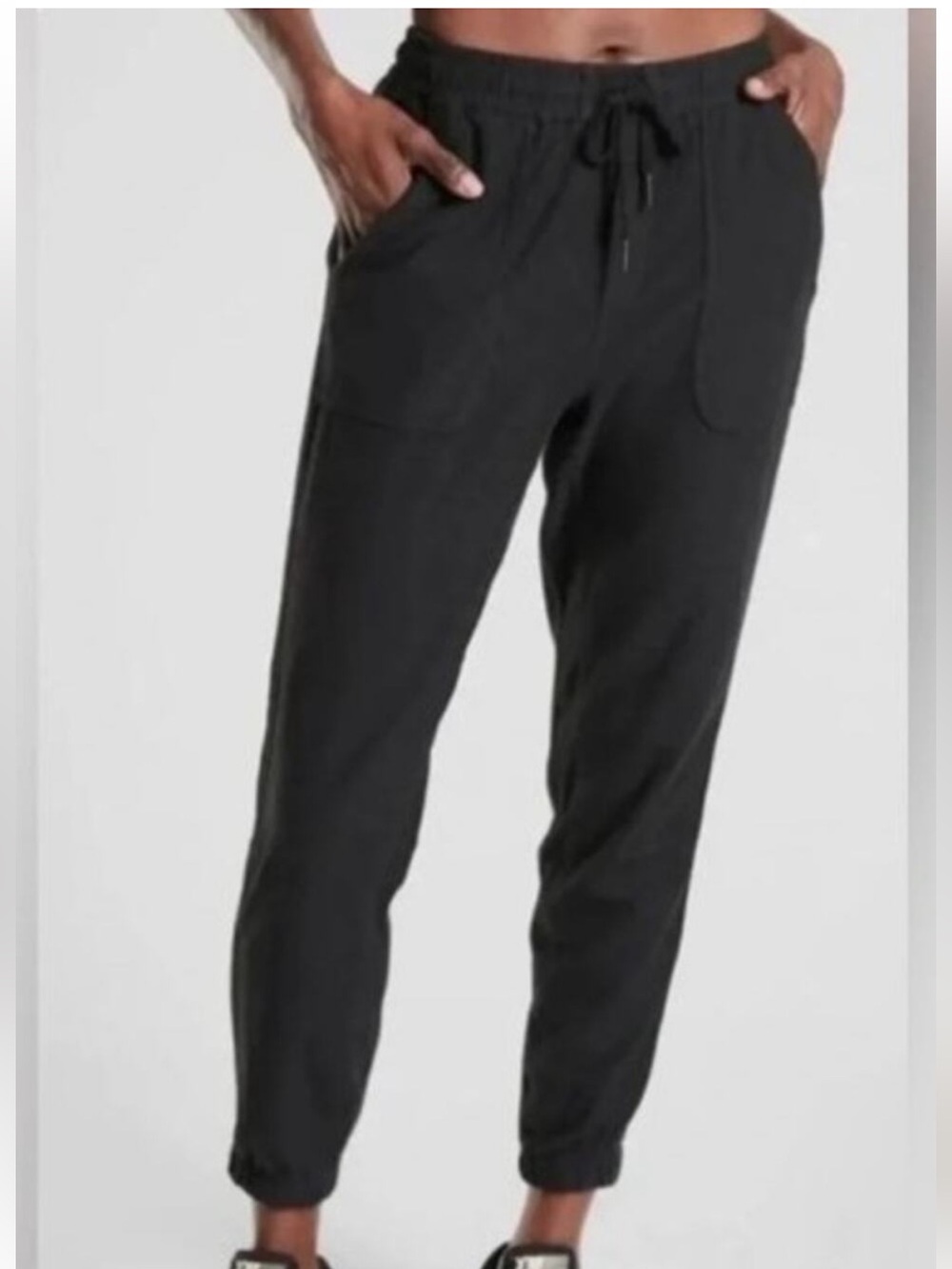 Athleta Farallon Black Jogger Pants Casual Drawstring Sweatpants Womens Soft 6